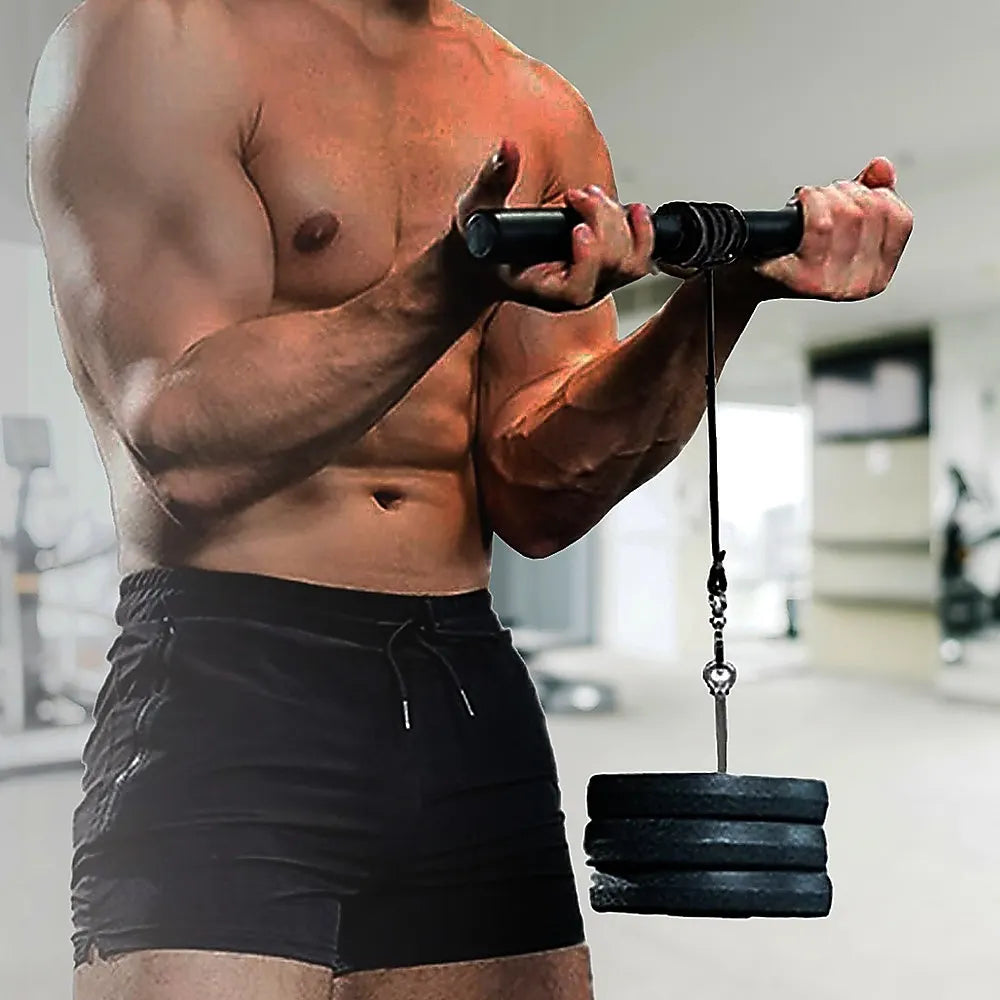 Forearm Wrist Grip Strength Roller Exercise Bar Home Gym Training - Image 3