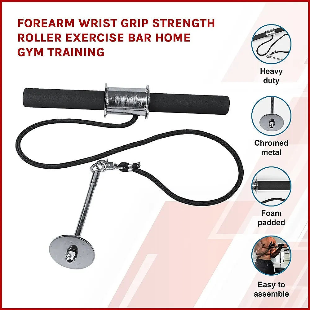Forearm Wrist Grip Strength Roller Exercise Bar Home Gym Training - Image 4