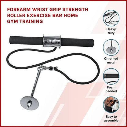 Forearm Wrist Grip Strength Roller Exercise Bar Home Gym Training - Image 4