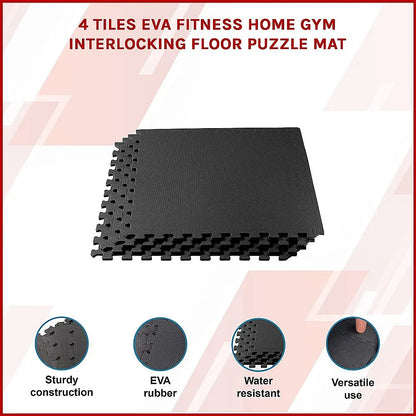 4 Tiles EVA Interlocking Gym Floor Mats – Home Fitness Puzzle Exercise Mat Set - Image 3