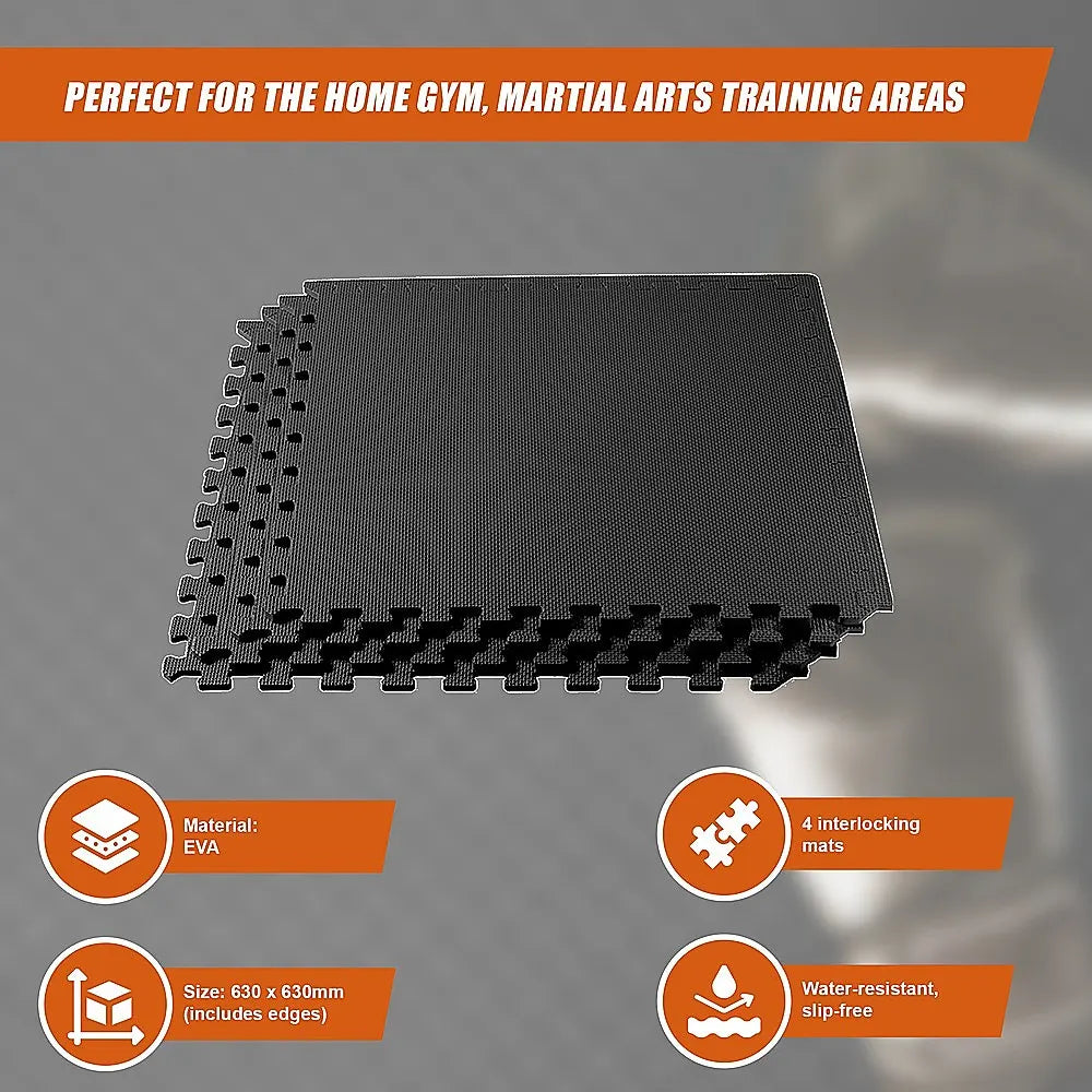 4 Tiles EVA Interlocking Gym Floor Mats – Home Fitness Puzzle Exercise Mat Set - Image 8