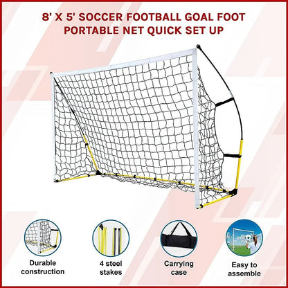 8' x 5' Soccer Football Goal Foot Portable Net Quick Set Up - Image 5