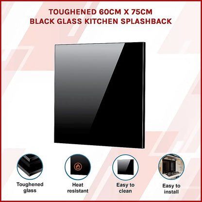 Toughened 60cm x 75cm Black Glass Kitchen Splashback - Image 3