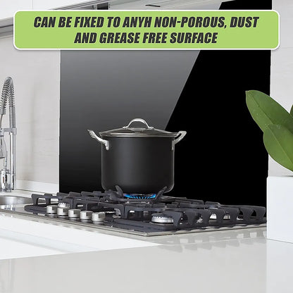 Toughened 60cm x 75cm Black Glass Kitchen Splashback - Image 8