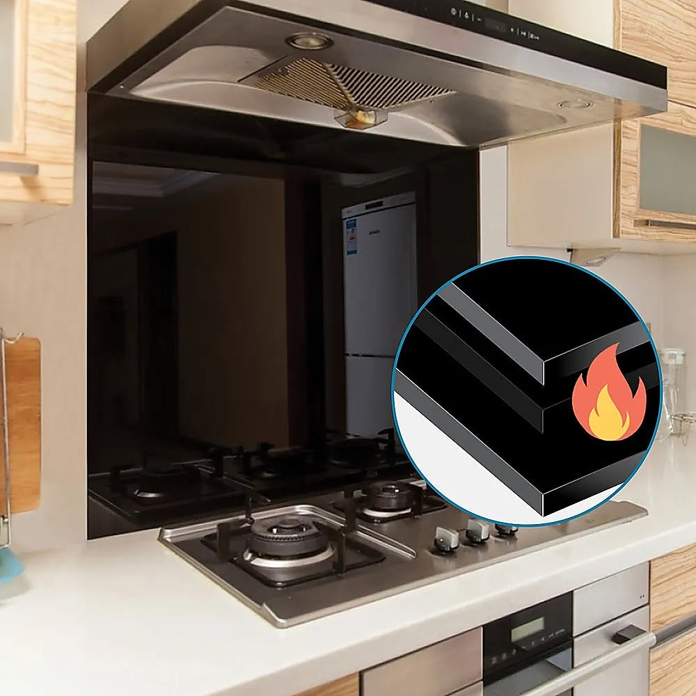 Toughened 60cm x 75cm Black Glass Kitchen Splashback - Image 5