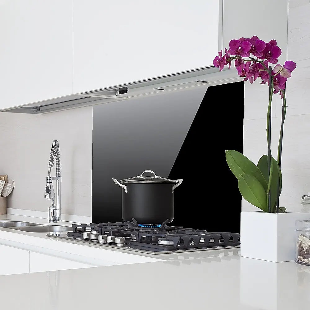 Toughened 90cm x 75cm Black Glass Kitchen Splashback - Image 6