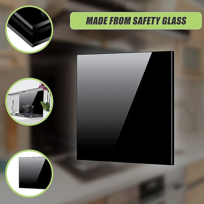 Toughened 90cm x 75cm Black Glass Kitchen Splashback - Image 7
