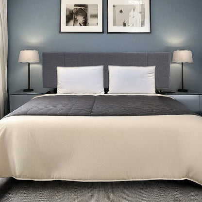 Linen Fabric King Bed Headboard Bedhead - Grey - Image 2