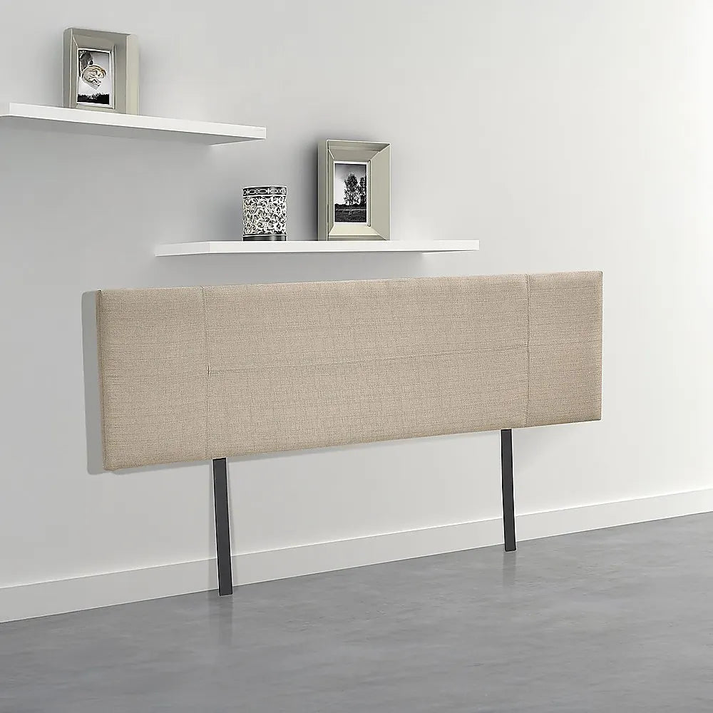 Linen Fabric King Bed Headboard Bedhead - Beige - Image 4