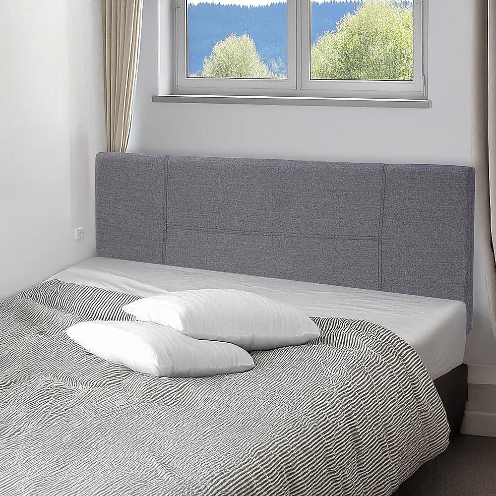 Linen Fabric Queen Bed Headboard Bedhead - Grey - Image 6