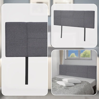 Linen Fabric Queen Bed Headboard Bedhead - Grey - Image 7
