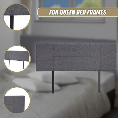 Linen Fabric Queen Bed Headboard Bedhead - Grey - Image 9
