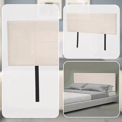Linen Fabric Queen Bed Headboard Bedhead - Beige - Image 7
