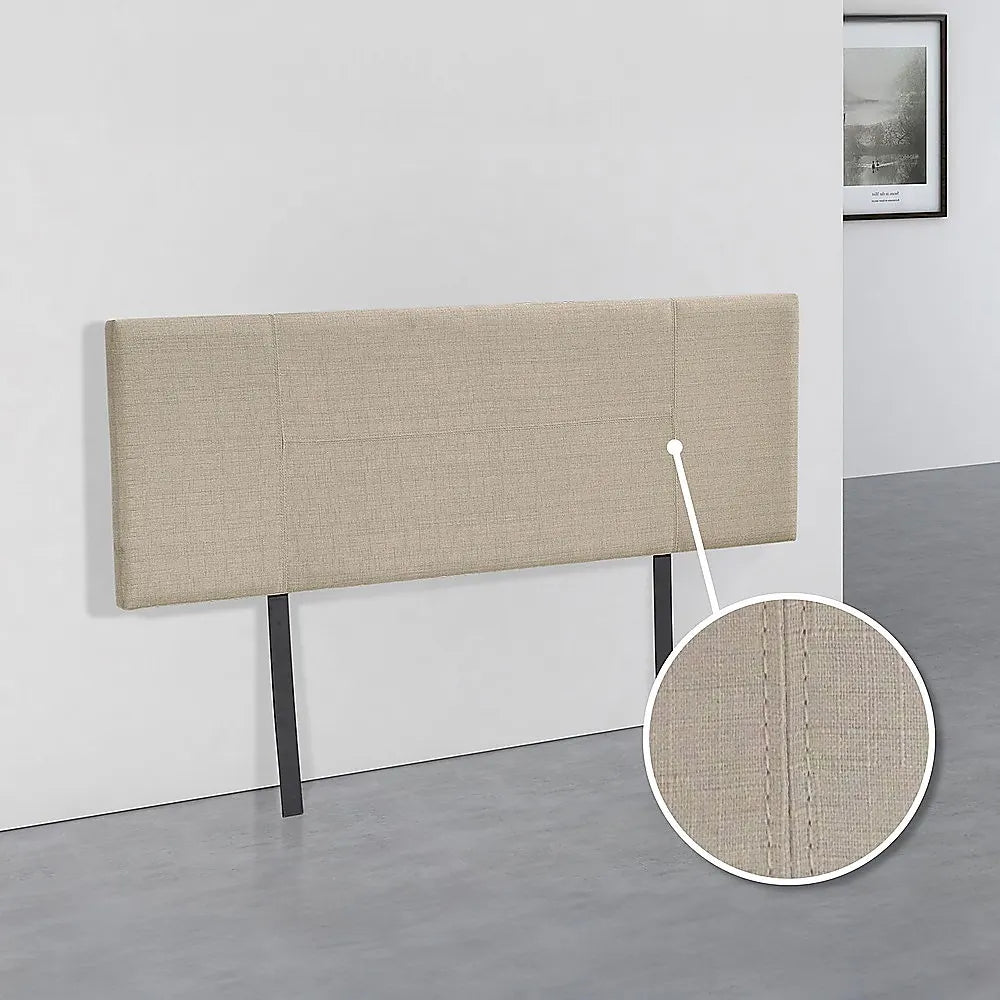 Linen Fabric Double Bed Headboard Bedhead - Beige - Image 4