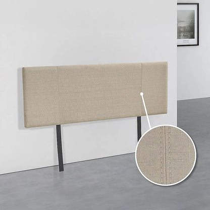 Linen Fabric Double Bed Headboard Bedhead - Beige - Image 4