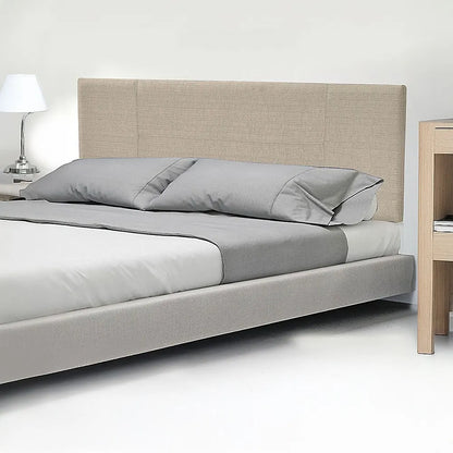 Linen Fabric Double Bed Headboard Bedhead - Beige - Image 6