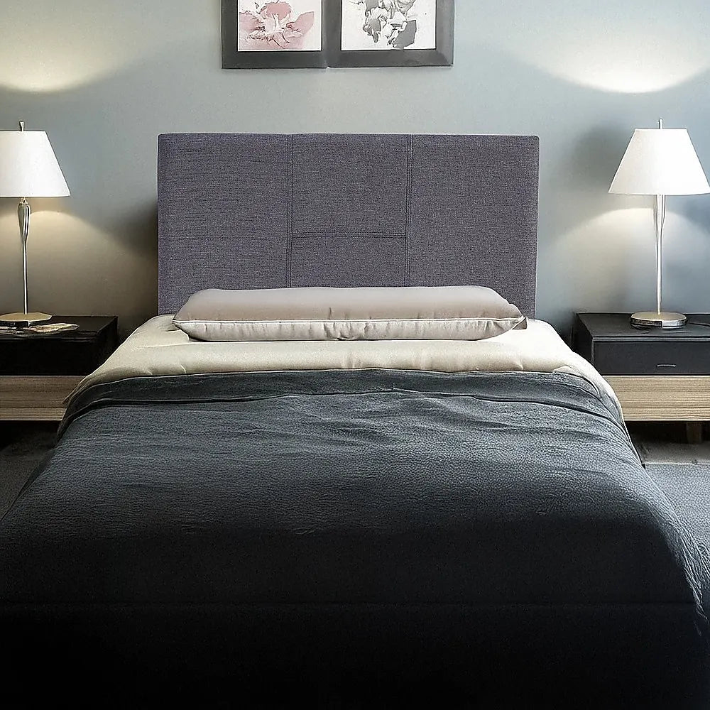 Linen Fabric Single Bed Headboard Bedhead - Grey - Image 2