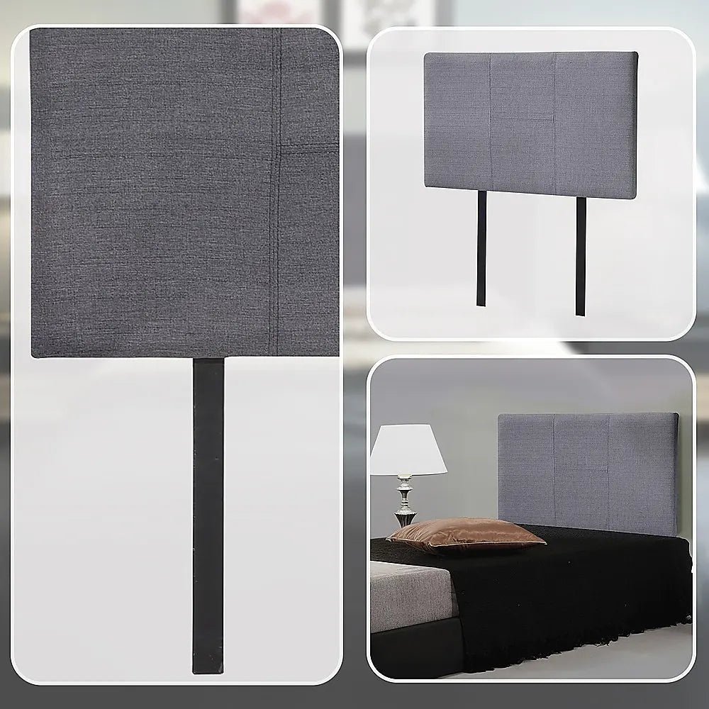 Linen Fabric Single Bed Headboard Bedhead - Grey - Image 7