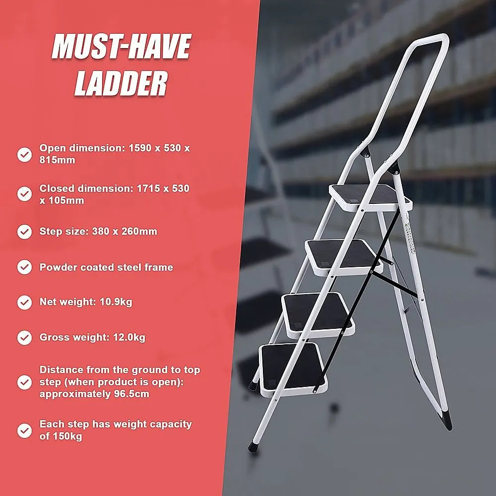Foldable Non Slip 4 Step Steel Ladder - Image 6