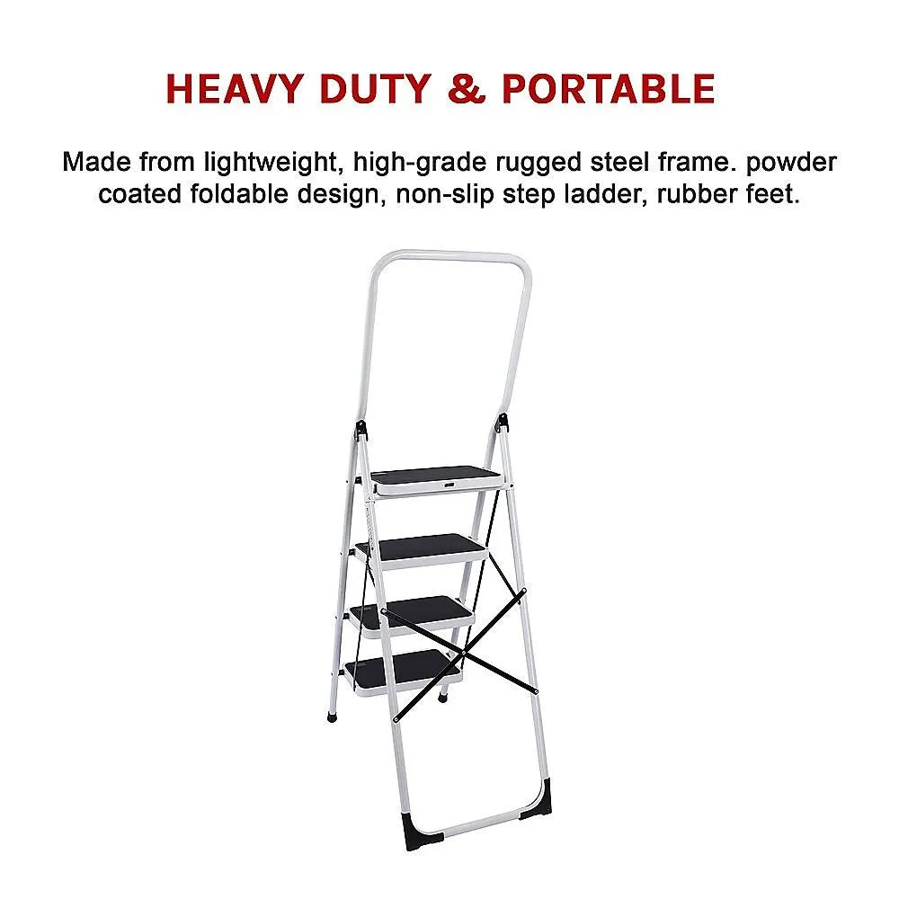 Foldable Non Slip 4 Step Steel Ladder - Image 7