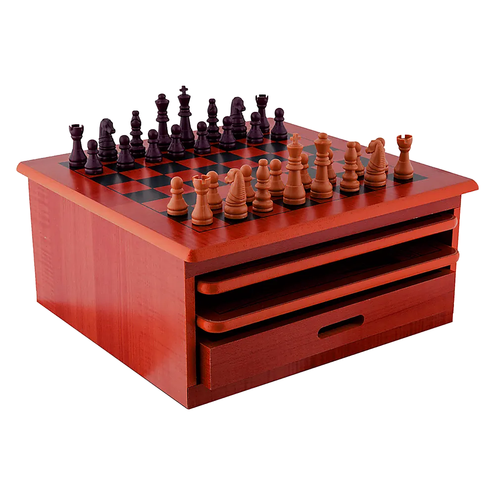 10 in 1 Wooden Chess Board Games Slide Out Checkers House Unit Set