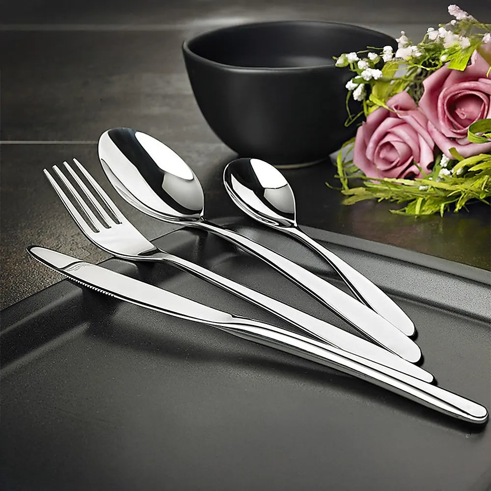 32 Piece Stainless Steel Cutlery Set Knives Fork Spoon Teaspoon - Image 2
