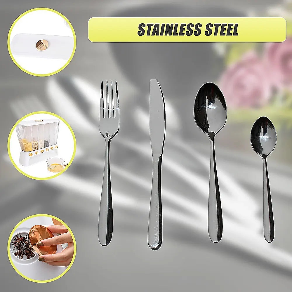 32 Piece Stainless Steel Cutlery Set Knives Fork Spoon Teaspoon - Image 9