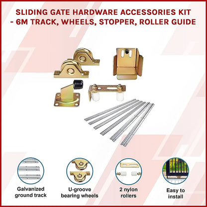 Sliding Gate Hardware Accessories Kit - 6m Track, Wheels, Stopper, Roller Guide - Image 3