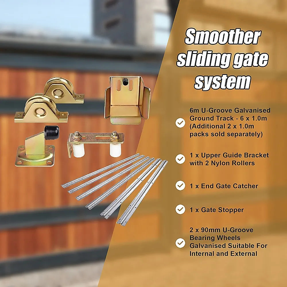 Sliding Gate Hardware Accessories Kit - 6m Track, Wheels, Stopper, Roller Guide - Image 8