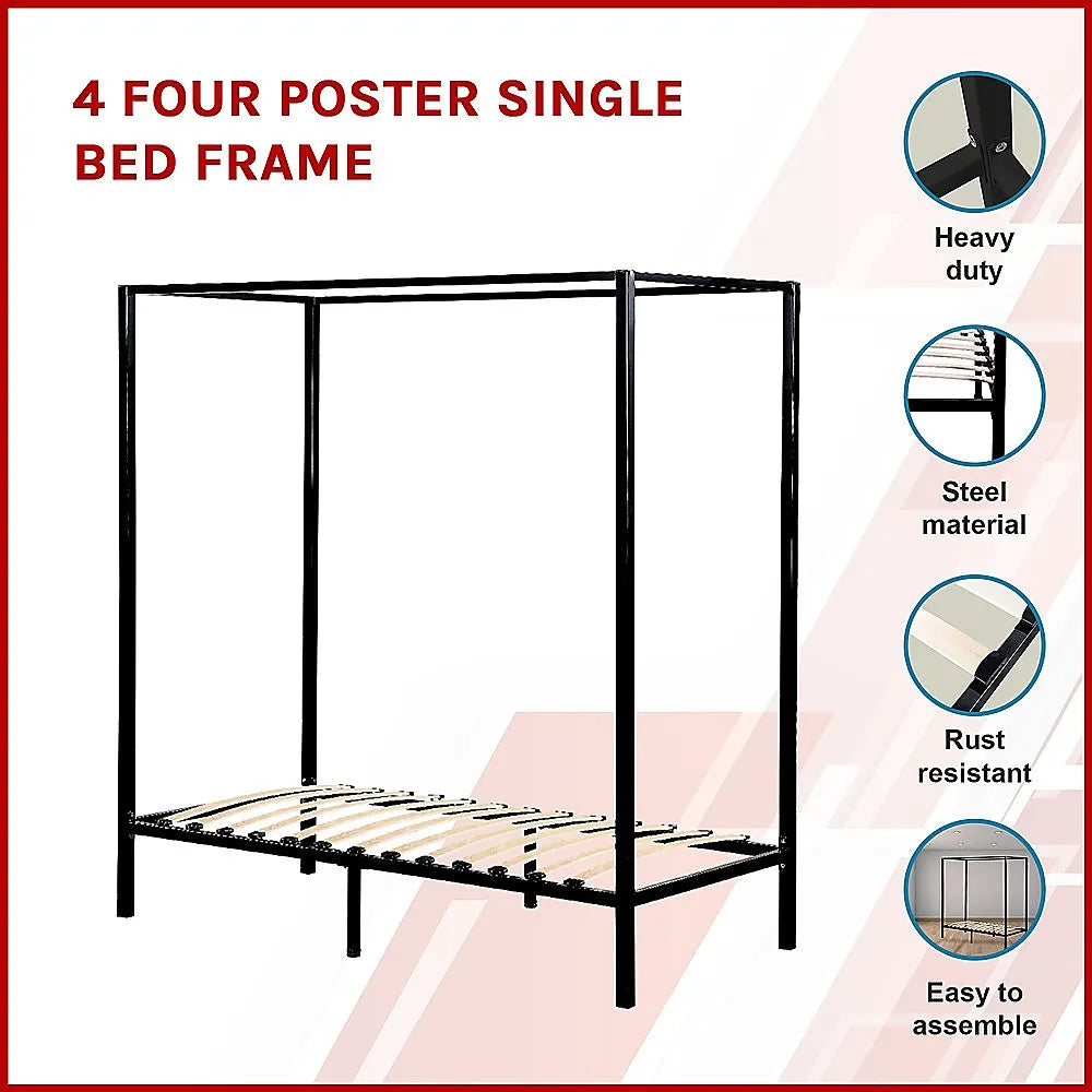 4 Four Poster Single Bed Frame - Image 3