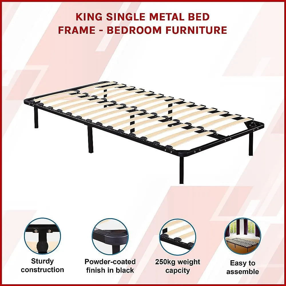 King Single Metal Bed Frame - Bedroom Furniture - Image 3