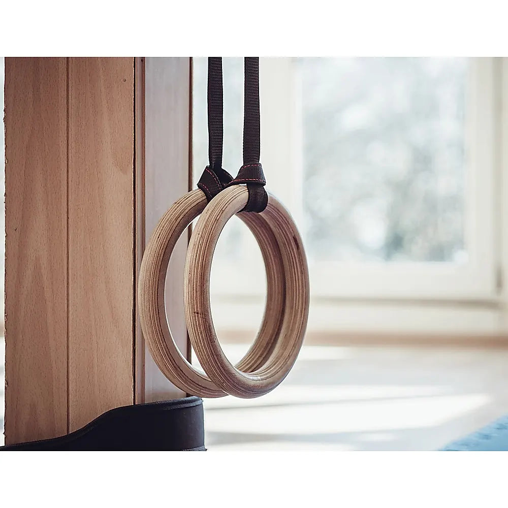 Birch Wood Gymnastic Rings with Adjustable Straps – Strength & Calisthenics Training - Image 3