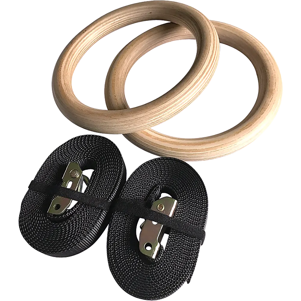 Birch Wood Gymnastic Rings with Adjustable Straps – Strength & Calisthenics Training - Image 6