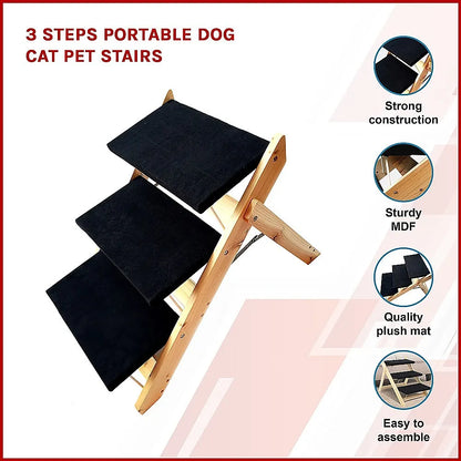 3 Steps Portable Dog Cat Pet Stairs - Image 3
