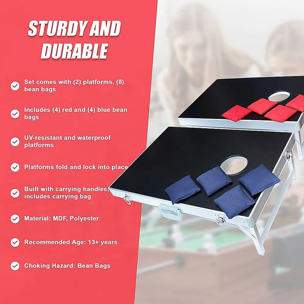 Bean Bag Toss Cornhole Game Set Aluminium Frame Portable Design - Image 5