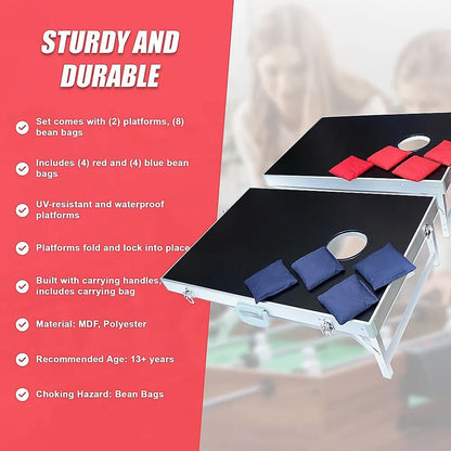 Bean Bag Toss Cornhole Game Set Aluminium Frame Portable Design - Image 5