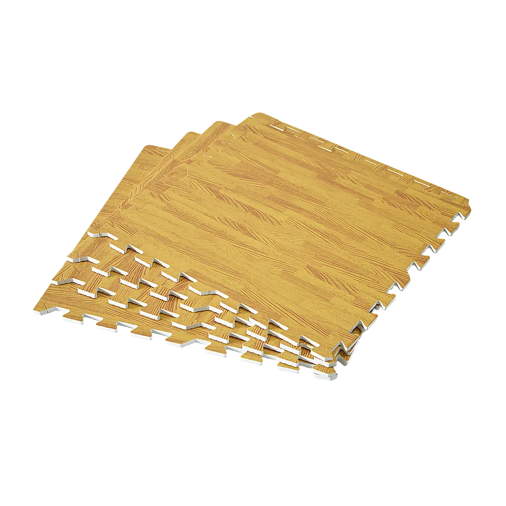 12 Tile EVA Interlocking Gym Floor Mats Wood Colour for Home Yoga