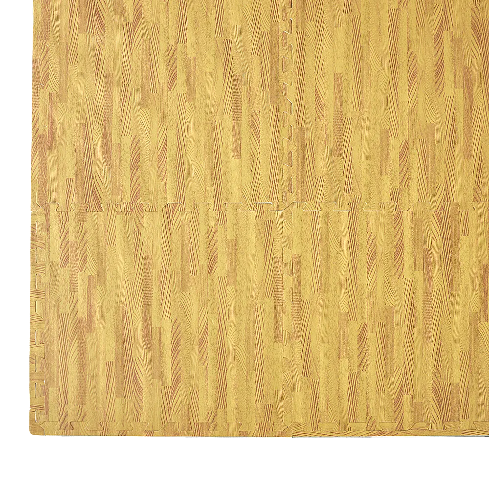 12 Tile EVA Interlocking Gym Floor Mats Wood Colour for Home Yoga - Image 4