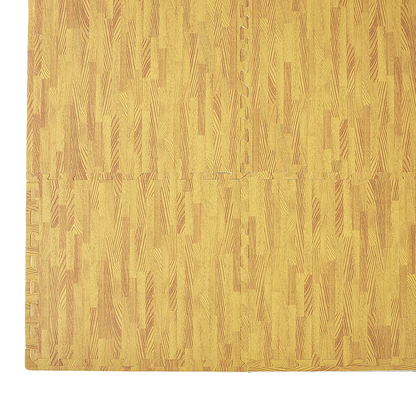 12 Tile EVA Interlocking Gym Floor Mats Wood Colour for Home Yoga - Image 4