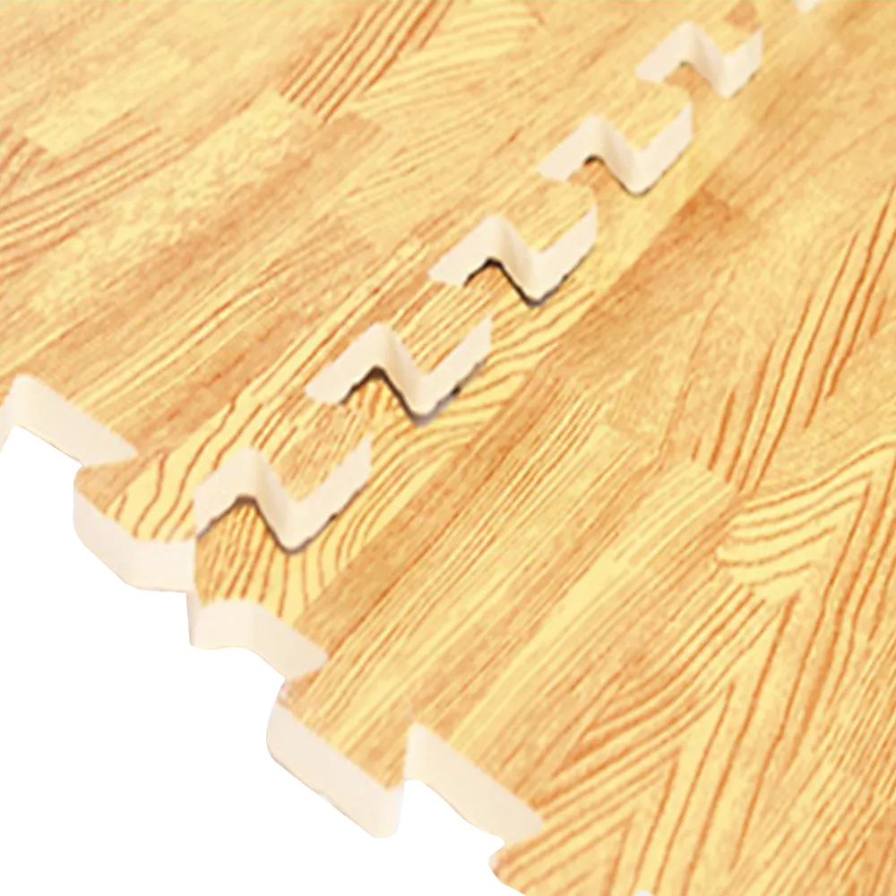 12 Tile EVA Interlocking Gym Floor Mats Wood Colour for Home Yoga - Image 5