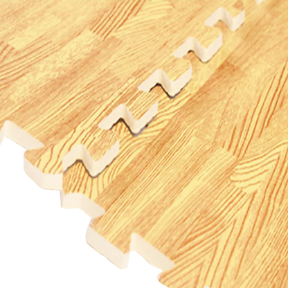 12 Tile EVA Interlocking Gym Floor Mats Wood Colour for Home Yoga - Image 5