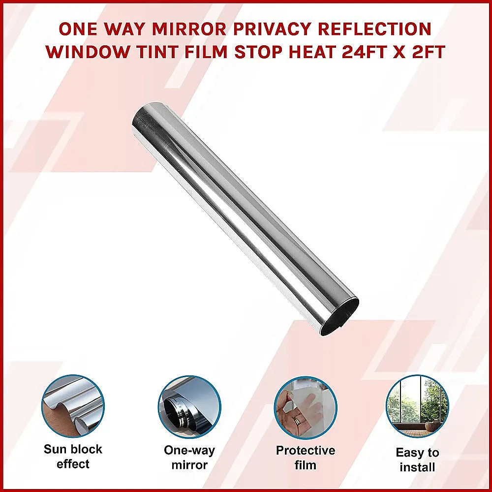 One Way Mirror Privacy Reflection Window Tint Film STOP HEAT 24Ft x 2Ft - Image 3