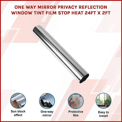 One Way Mirror Privacy Reflection Window Tint Film STOP HEAT 24Ft x 2Ft - Image 3