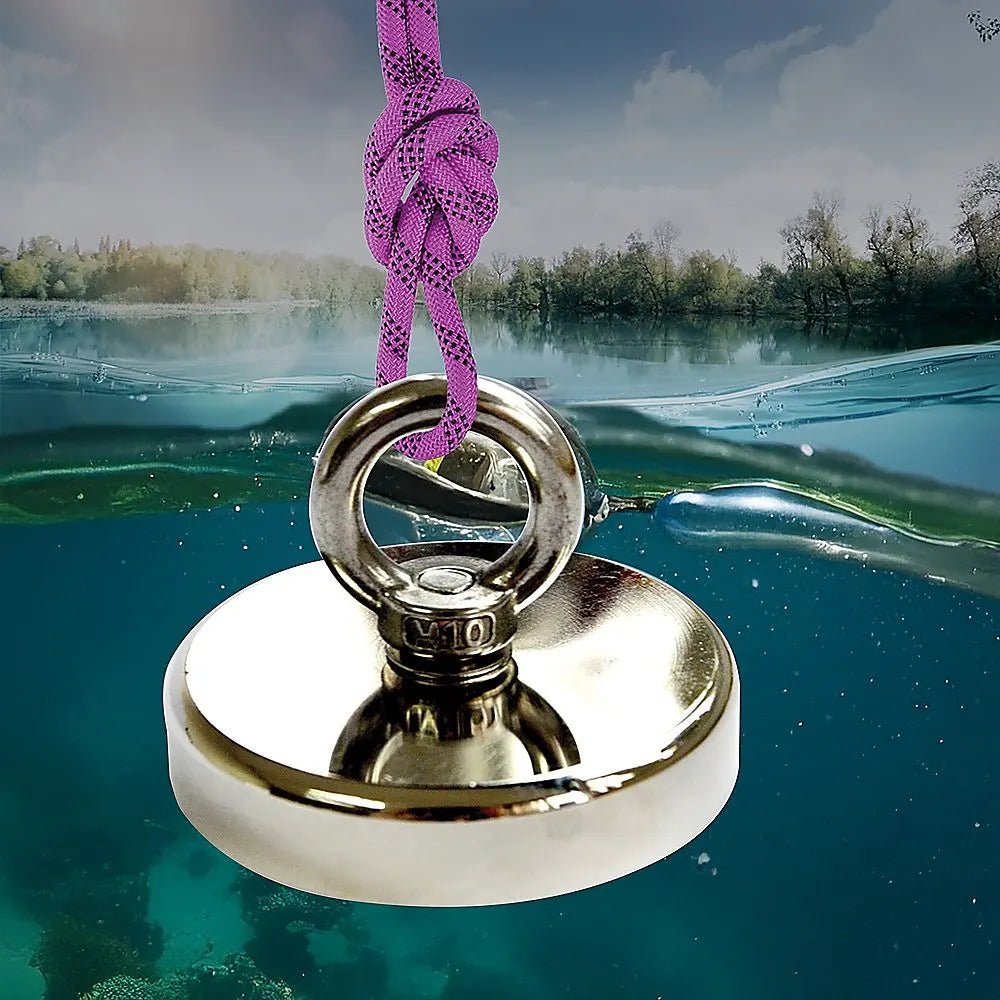 Round Neodymium Fishing Magnet with Countersunk Hole and Eyebolt, 500 LBS pull - Image 5