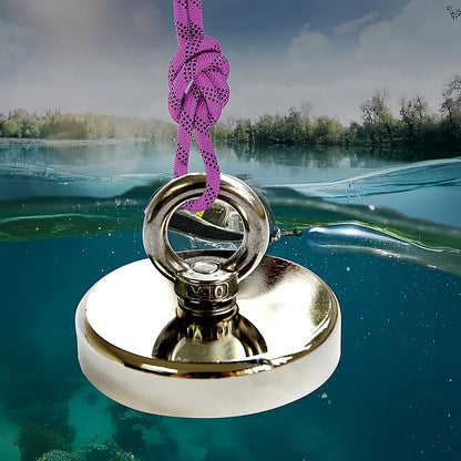Round Neodymium Fishing Magnet with Countersunk Hole and Eyebolt, 500 LBS pull - Image 5
