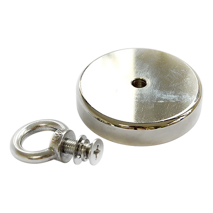 Round Neodymium Fishing Magnet with Countersunk Hole and Eyebolt, 500 LBS pull - Image 4