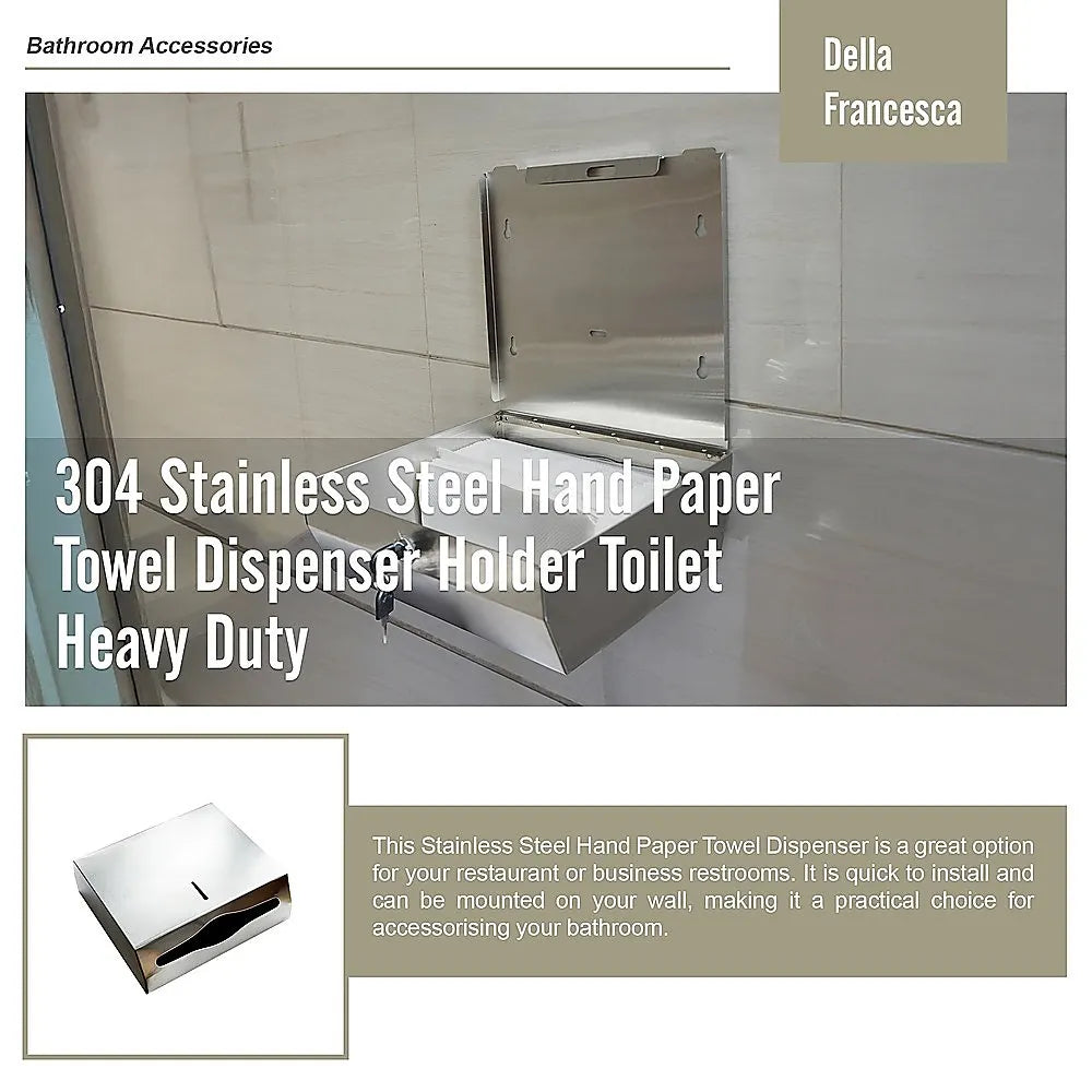 304 Stainless Steel Hand Paper Towel Dispenser Holder Toilet Heavy Duty - Image 8