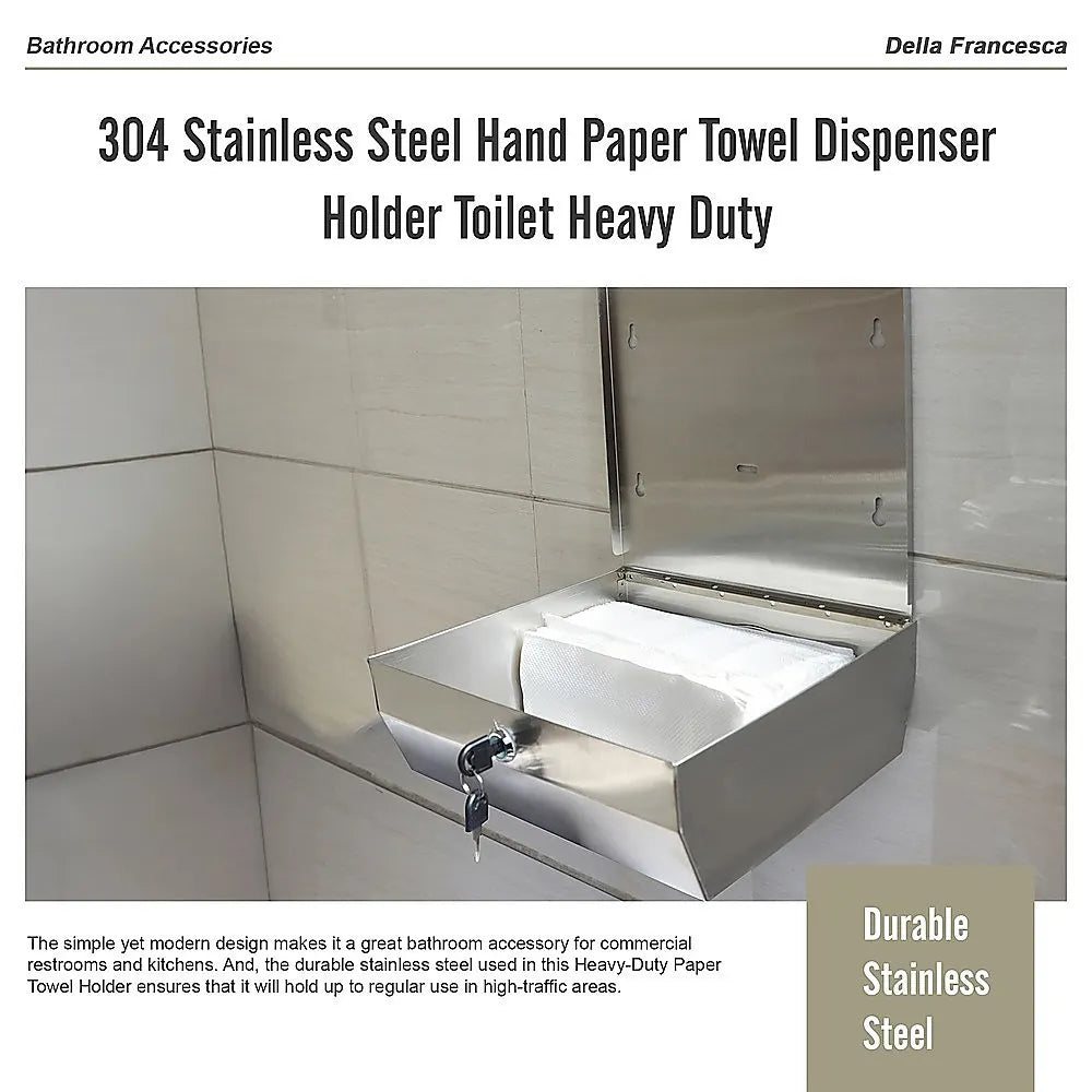 304 Stainless Steel Hand Paper Towel Dispenser Holder Toilet Heavy Duty - Image 9