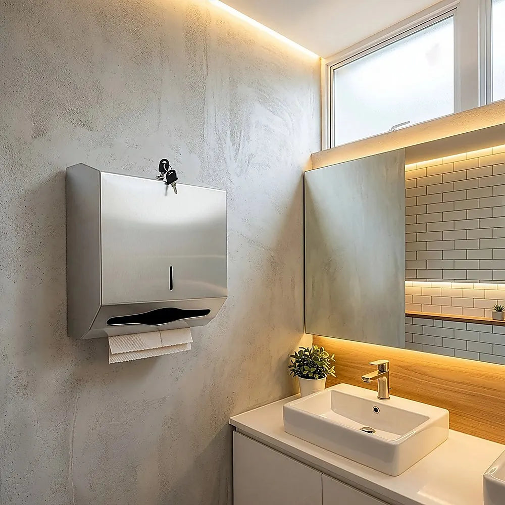 304 Stainless Steel Hand Paper Towel Dispenser Holder Toilet Heavy Duty - Image 5