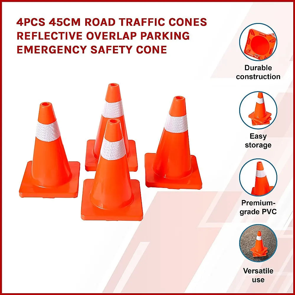 4pcs 45cm Road Traffic Cones Reflective Overlap Parking Emergency Safety Cone - Image 3
